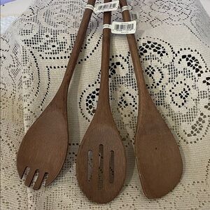 Wooden Kitchen Utensil Set - Brown set of (3) new Gibson home